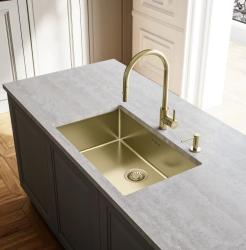 Franke zlatá kuchyňská baterie Eos Neo s výsuvnou sprchovou hlavicí pvd gold 115.0681.244
