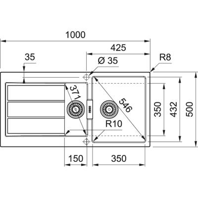 Franke Sirius 2 S2D 651 plastový 1,5 jednoapůltorový dřez s odkapáváním, bílý, nástavba 100x50 143.0634.555