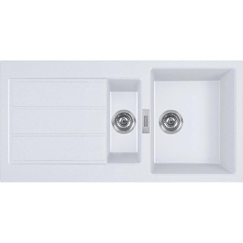 Franke Sirius 2 S2D 651 plastový 1,5 jednoapůltorový dřez s odkapáváním, bílý, nástavba 100x50 143.0634.555