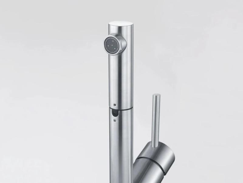 Franke Orbit masivní nerezová nízká kuchyňská baterie s výsuvnou výtokovou trubicí inox 115.0569.461