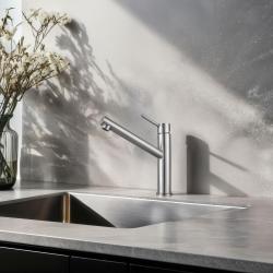 Franke Orbit masivní nerezová vysoká kuchyňská baterie s otočným výtokem inox 115.0600.928