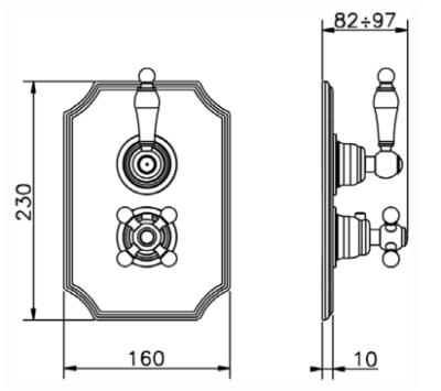 PB classic nostalgická klasická vestavěná sprchová sada chrom s ruční sprchou a dešťovou sprchou 225 mm 1208953841
