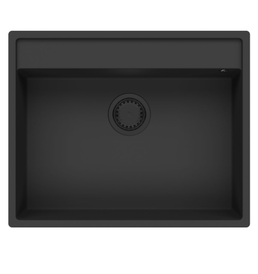 GraniteMy Bremen granitový dřez 64x52 cm černý nástavba, spodní montáž a plochá montáž s dírou pro kohoutek 1208953874