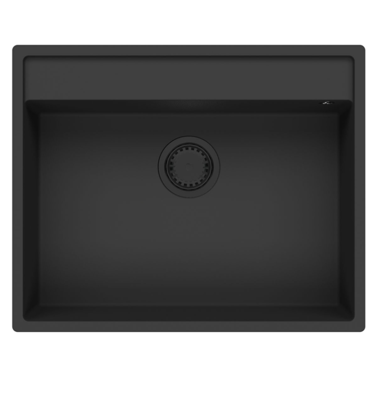 GraniteMy Bremen granitový dřez 64x52 cm černý nástavba, spodní montáž a plochá montáž s dírou pro kohoutek 1208953874