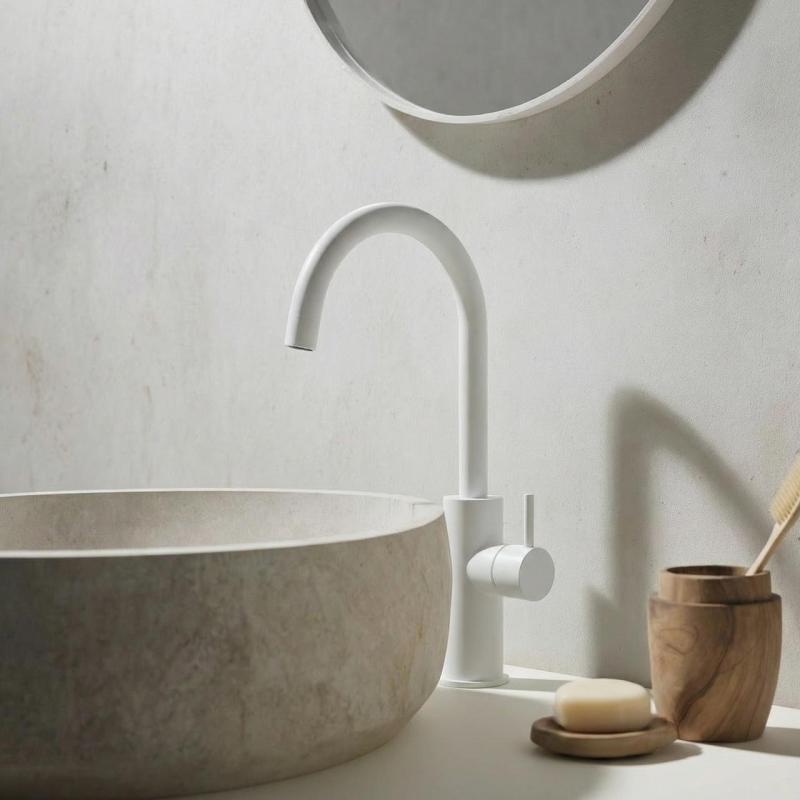 Waterevolution Flow umyvadlová baterie vysoký model matně bílá T1121FUBR