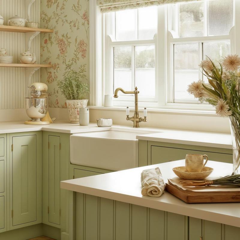 PB Nostalgický klasický rustikální kuchyňský kohoutek Bronz s bílými rukojeťmi 1208953913