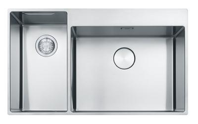 Franke Box Center BWX220-54-27 nerezový dřez vpravo s krájecí deskou, sadou nožů a drátěným košem 86x51cm 127.0587.644