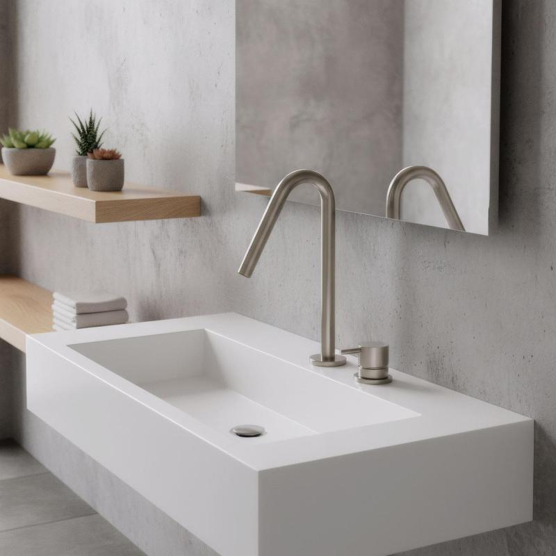 Waterevolution Flow 2-otvorová umyvadlová baterie zcela z nerezové oceli s malým výtokem V 120 mm T1121VIE