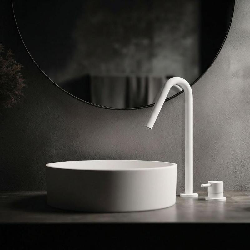 Waterevolution Flow 2-otvorová umyvadlová baterie bílá s vysokým výtokem 120mm T1122VBR