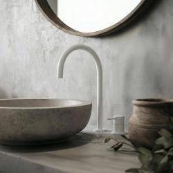 Waterevolution Flow 2otvorová umyvadlová baterie bílá s vysokým U 200 mm výtokem T1122UBR