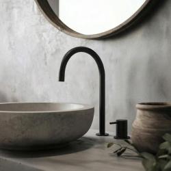 Waterevolution Flow 2otvorová umyvadlová baterie černá s vysokým U 200 mm výtokem T1122UPR