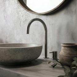 Waterevolution Flow 2otvorová umyvadlová baterie PVD Gun Metal s vysokým U 200 mm výtokem T1122UGME