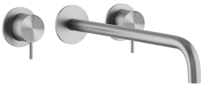 Waterevolution Flow 3-otvorový vestavný umyvadlový kohoutek, kompletně z nerezové oceli, s výtokem 21 cm T1163FIE-21