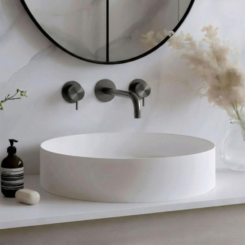 Waterevolution Flow 3otvorová vestavná umyvadlová baterie PVD Gun metal s výtokem 15 cm T1163FGME-15