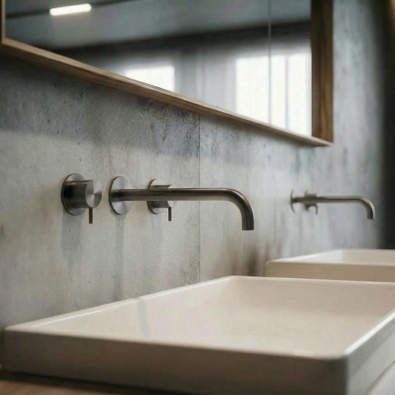 Waterevolution Flow 3otvorová vestavná umyvadlová baterie PVD Gun metal s výtokem 21 cm T1163FGME-21