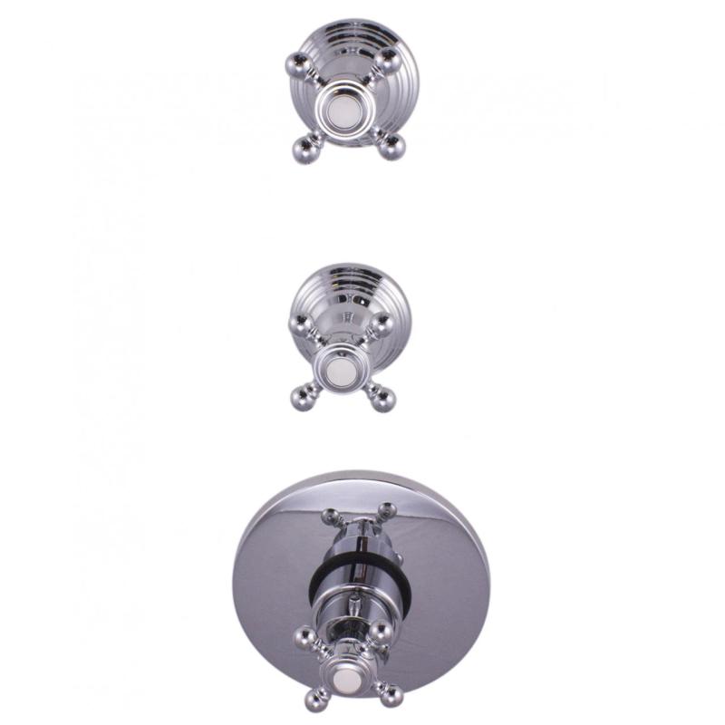 PB Classic nostalgický vestavný sprchový termostat se 2 uzavíracími ventily, chrom