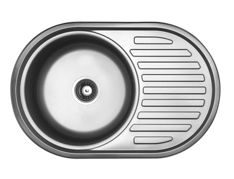 Ausmann Basic kulatý dřez s odkapávačem z nerezové oceli 77x50 cm včetně sifonu 1208955523
