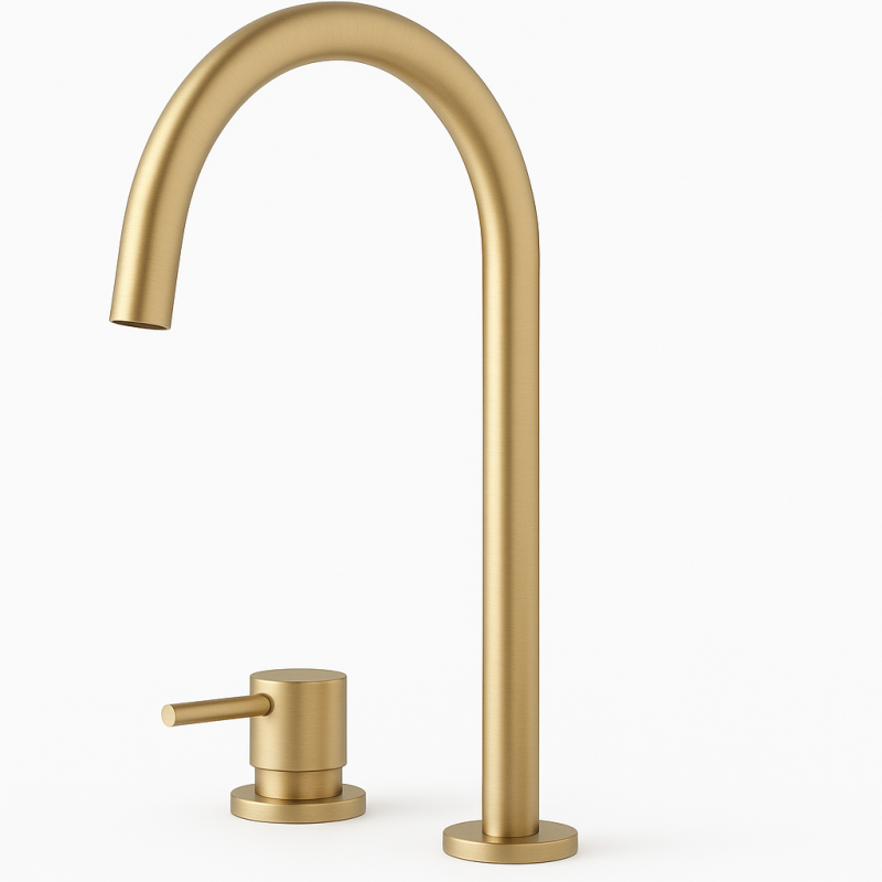 Waterevolution Flow 2otvorová umyvadlová baterie s vysokým U 200 mm výtokem Light Gold T1122UWGE