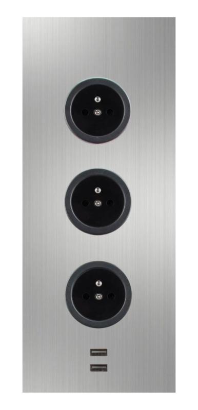 Indux Corner Energetická sloupka se 3 zásuvkami, uzemněním a 2 USB nabíječkami, nerezová ocel 1208955897