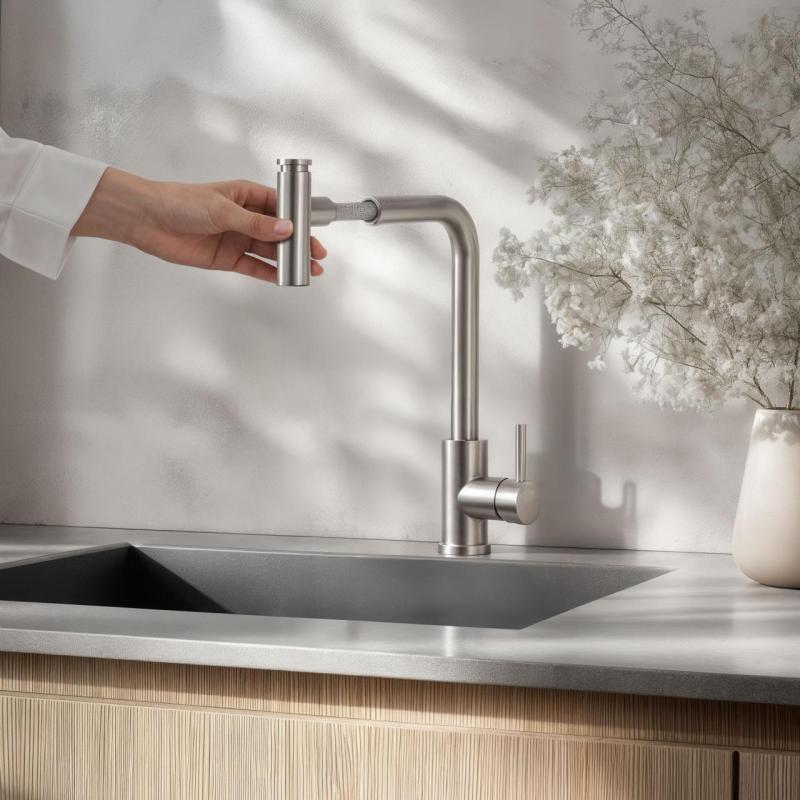 Quadri Cardiff kuchyňská baterie s výsuvnou sprchou se 2 proudy nerezová ocel 1208955914