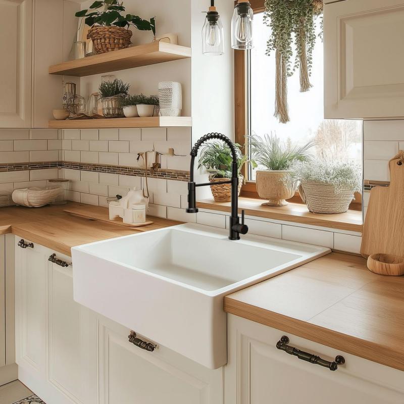 Quadri Derby kuchyňská baterie s flexibilním výtokem a sprchou se 2 druhy proudů matná černá 1208955917.