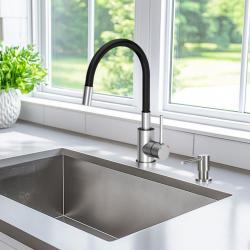 Quadri Bristol RVS kuchyňská baterie s pružným černým výtokem 1208956026