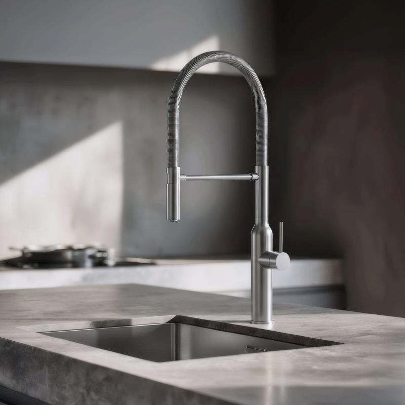 Quadri Stamford vysoká kuchyňská baterie s flexibilním výtokem, nerezová ocel 1208956080