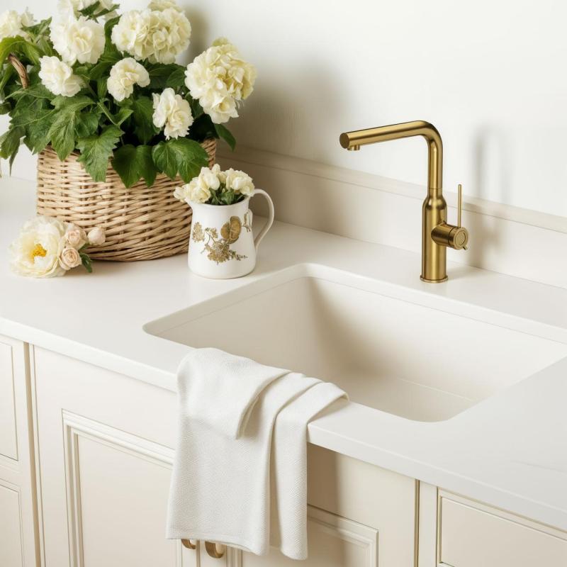 Quadri Stamford kuchyňská baterie zlatá s vytahovací sprchou 1208956084