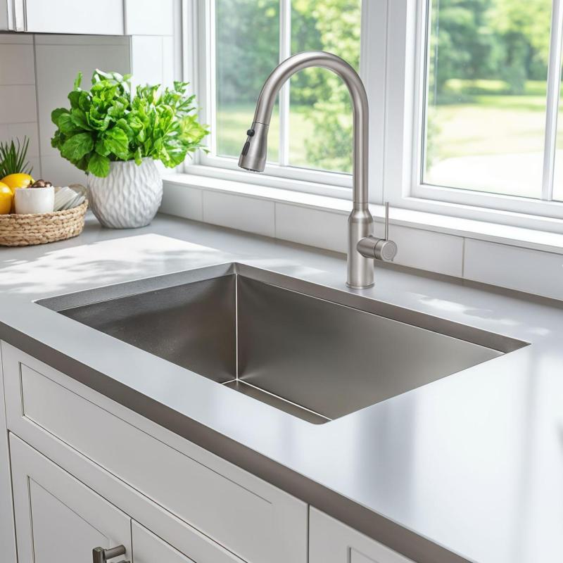 Quadri Stamford kuchyňská baterie z nerezové oceli s výsuvným výtokem a sprchovým režimem 1208956096