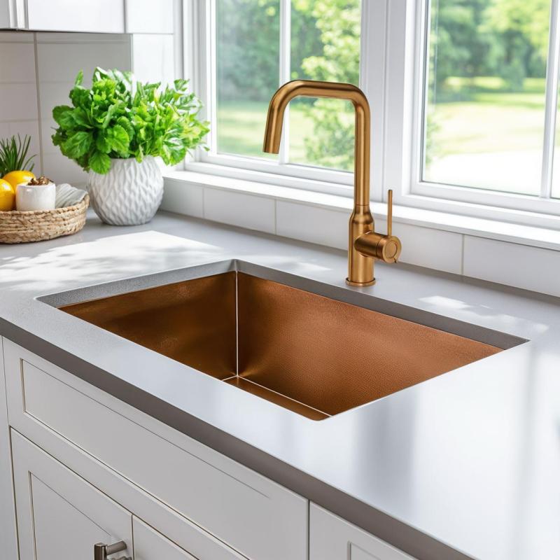 "Quadri Stamford kuchyňská baterie PVD měděná s otočným pravým výtokem 1208956099"