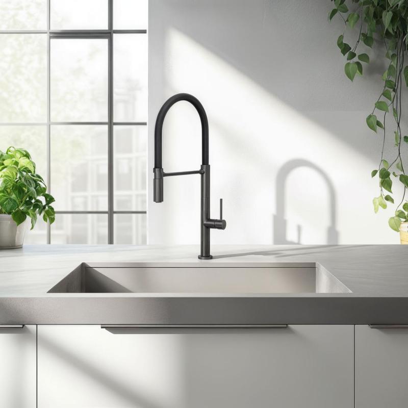 Quadri Brighton kuchyňská baterie gun metal s ohebným výtokem černá 1208956104