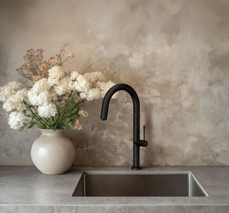 Quadri Brighton kuchyňská baterie matná černá s otočným výtokem 1208956107
