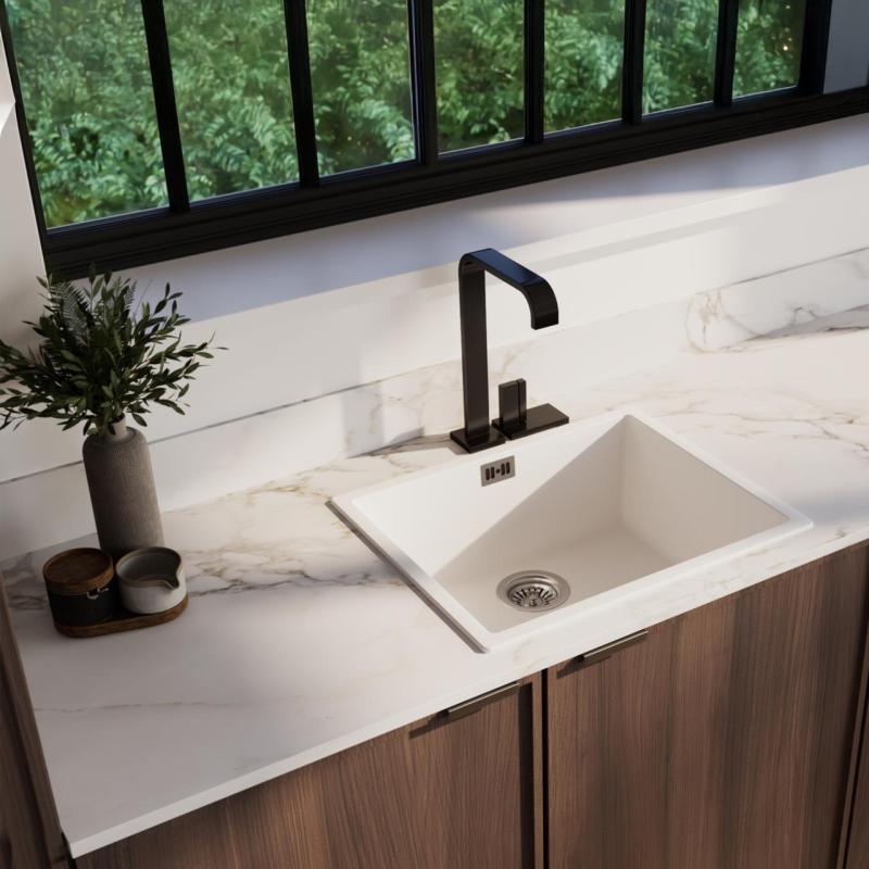 Witte spoelbak 50x40cm onderbouw opbouw en vlakbouw met rvs plug 1208956397

Bílý dřez 50x40cm pro spodní montáž, vestavbu a plochou montáž s nerezovou zátkou 1208956397