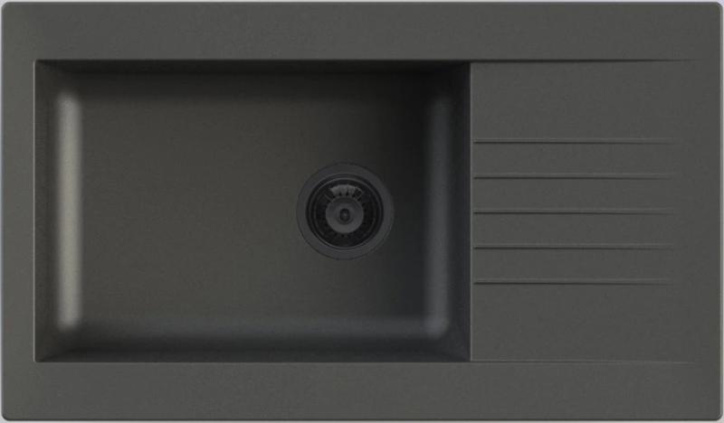 Ausmann Fibre velký černý plastový dřez, oboustranný s odkapávačem, pro montáž na pracovní desku, 86x50 cm, s černou zátkou 1208956781