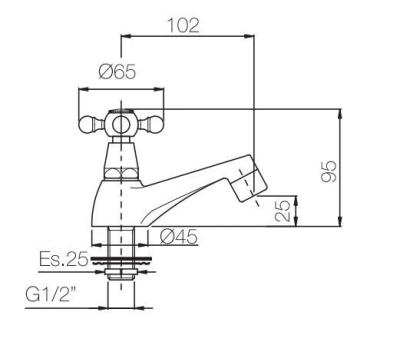 PB klasická fontánová baterie s hvězdicovou rukojetí pro studenou vodu, nízký model, chrom 1208956901