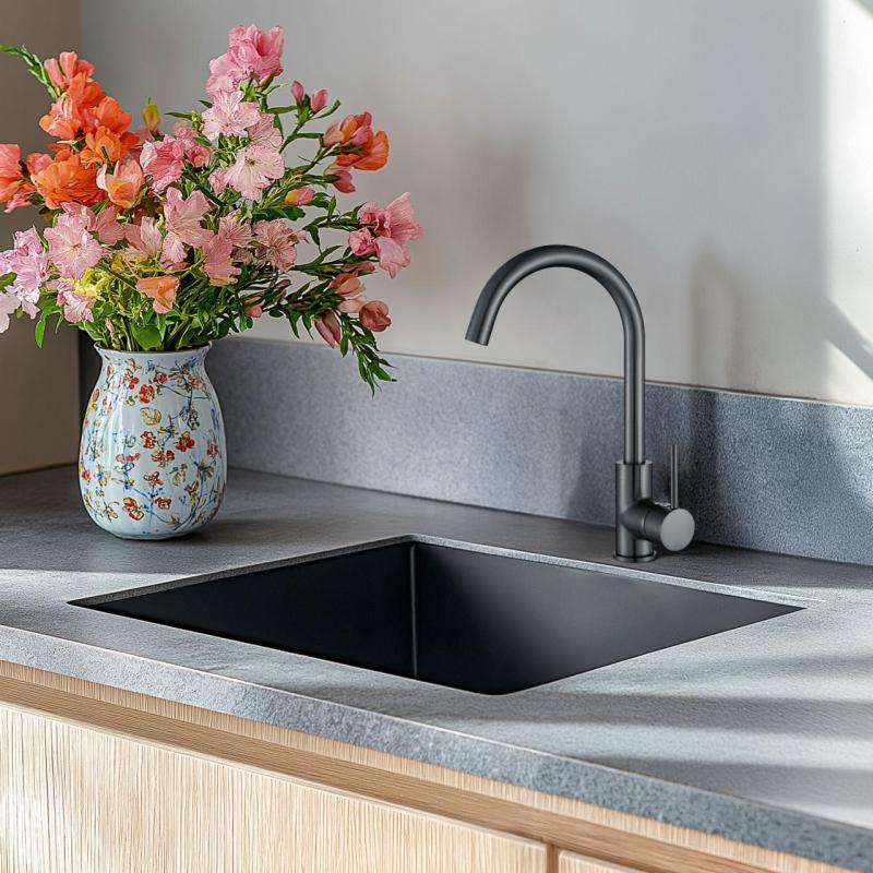 Ausmann Turt dřez z gun metal PVD NANO 40x40 spodní montáž plochá montáž a horní montáž 1208956946