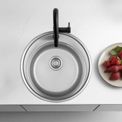 Ausmann Basic nerezový povrchový kulatý dřez s otvorem pro baterii 51 cm včetně sifonu 1208956976