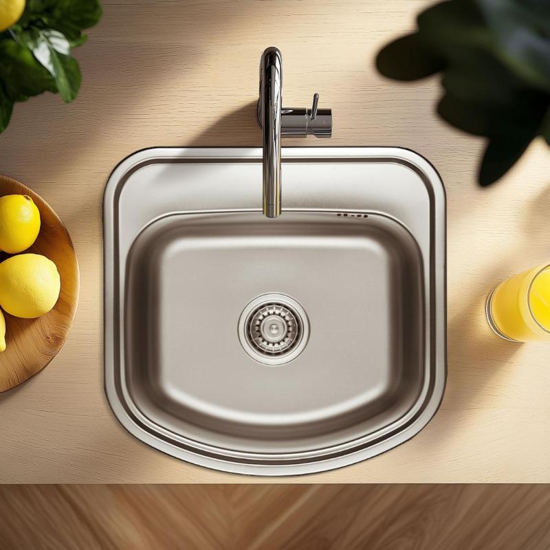 Ausmann Basic nerezový vestavný dřez 49x47 cm s otvorem pro baterii, včetně sifonu 1208956997