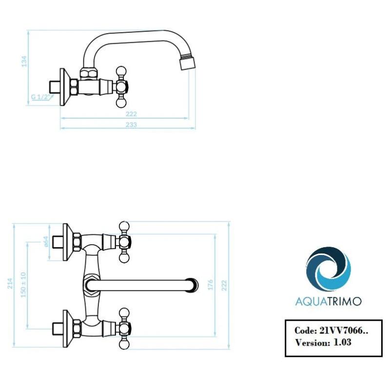 AquaTrimo Vivaldi klasická kuchyňská nástěnná baterie s horním výtokem chrom 21VV7066CM