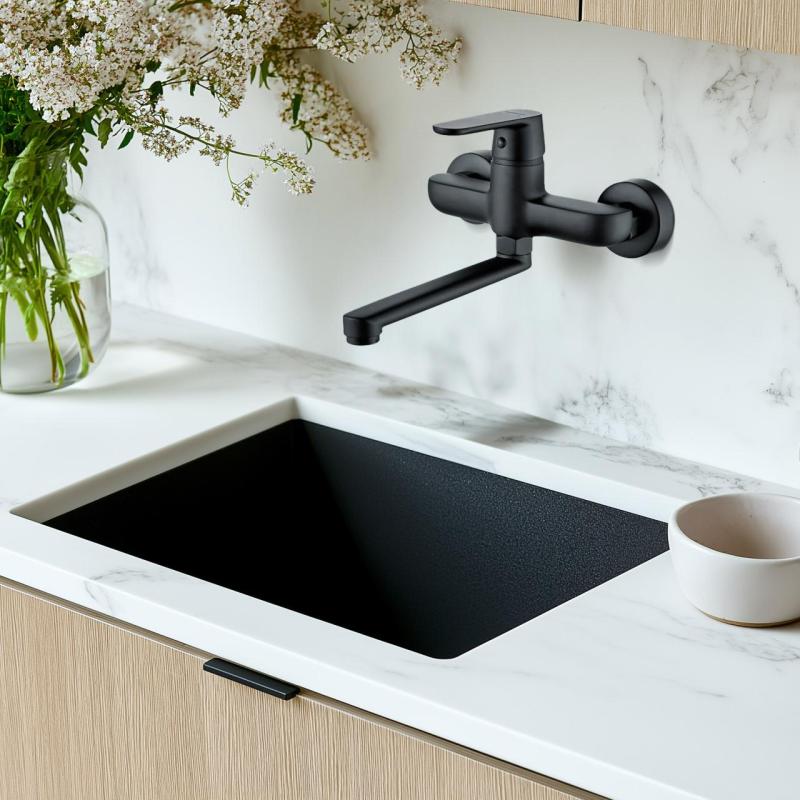 AquaTrimo Chopin černá nástěnná baterie s dolním výtokem 235mm 21CP7075SW