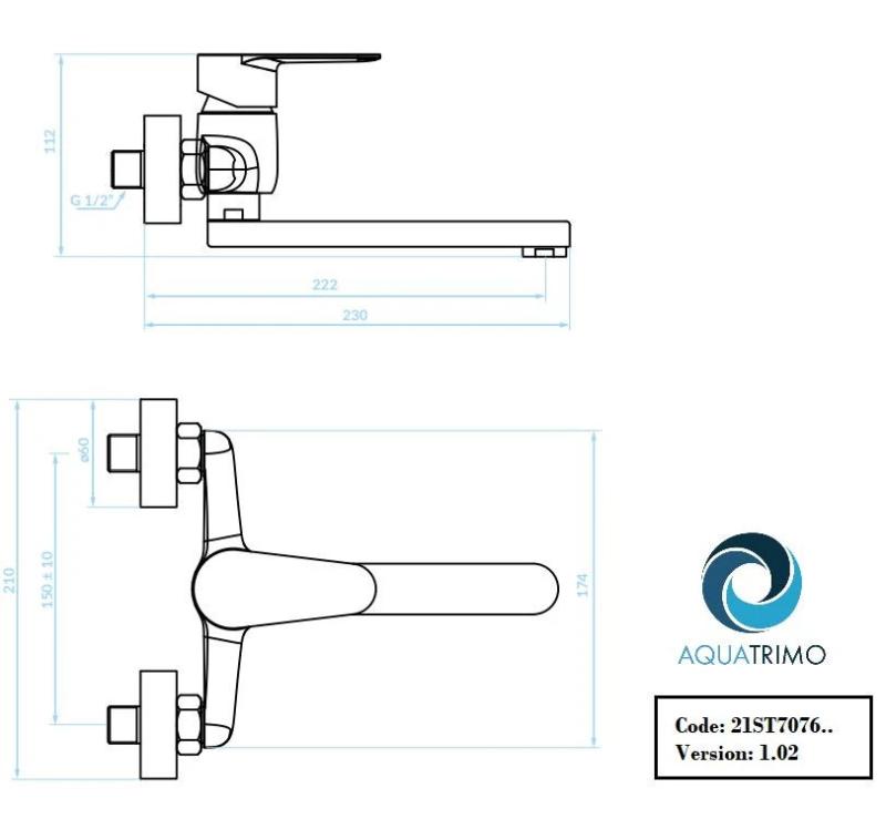 AquaTrimo Schubert jednoruční kuchyňská stěnová baterie chrom 21ST7076CM
