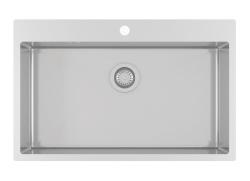 Ausmann Oder Blue velký dřez z nerezové oceli 79x50 cm pro plochou a horní montáž s otvorem pro baterii 1208957119