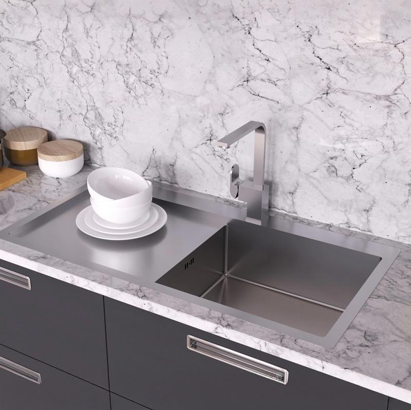 Ausmann Oder Blue velká nerezová dřezová vana 100x51 cm s plochou a montáží s odkapávací částí 1208957123