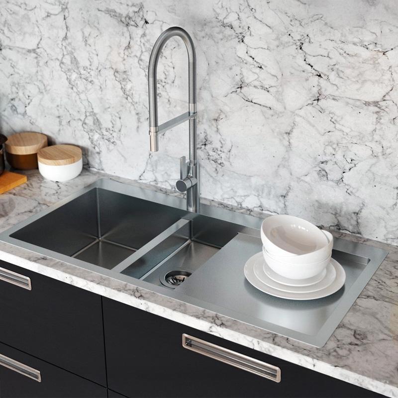 Ausmann Oder Blue 1,5 nerezový dřez 78x50 cm, plochá a povrchová montáž s odkapávací částí 1208957126