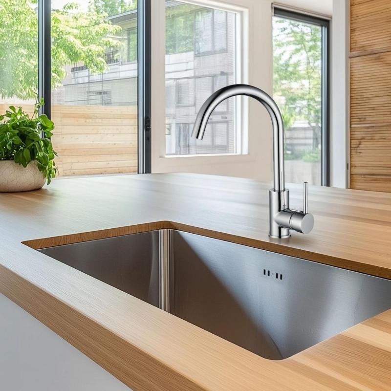 Ausmann Petra kuchyňská baterie s otočným výtokem, chrom, plně kovová, 1208957156