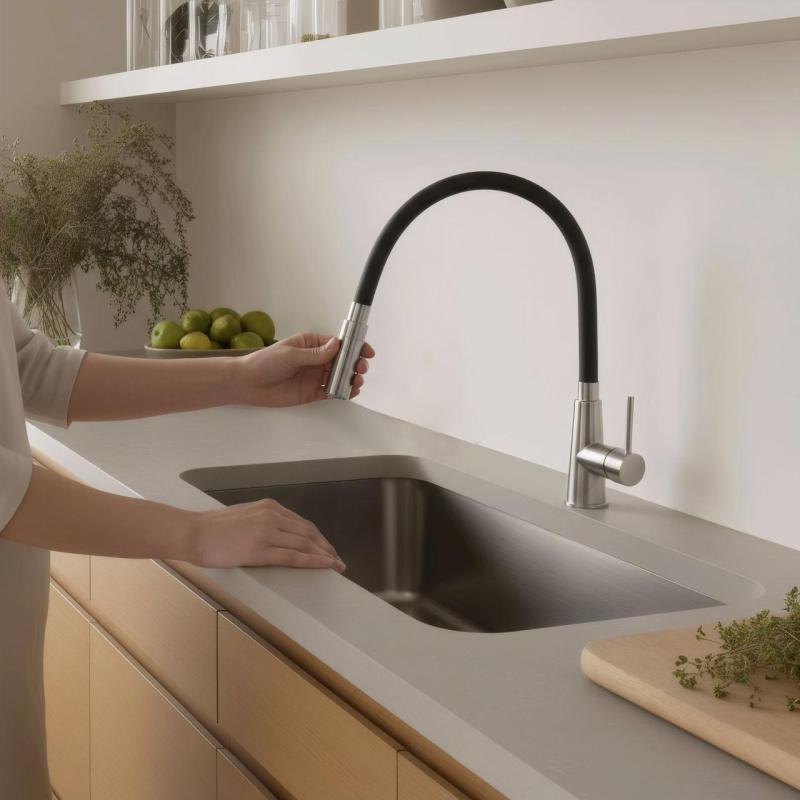 Quadri Preston kuchyňská baterie z nerezové oceli se 2 režimy flexibilního černého výtoku 1208957228