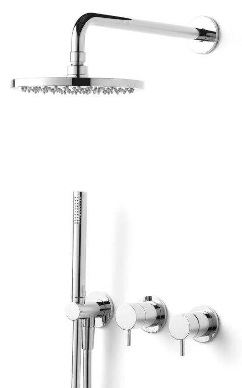 Waterevolution Flow vestavěná sprchová souprava chrom s termostatem, dešťovou sprchou a ruční sprchou 1208957343