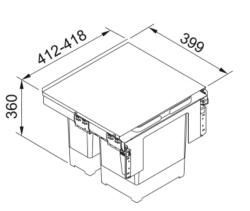 Franke Sorter Garbo 45-2 vestavěný odpadkový systém 1 x 12 a 1 x 18 litrů odpadní nádoby 1210200692