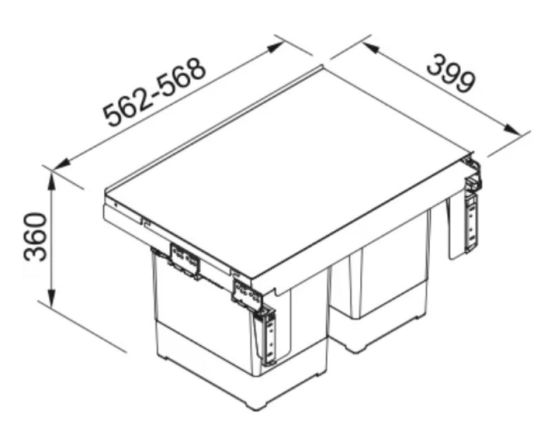 Franke Sorter Garbo 60-2 vestavěný odpadkový systém 2 x 18 litrů odpadkový koš 1210284027