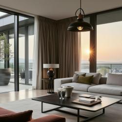 Decoreer Mees zwarte metalen hanglamp met kapbevestiging in de vorm van een petroleumlamp 2363